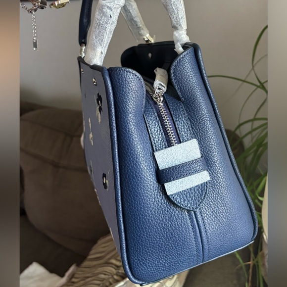 Authentic KATE SPADE floral Thick Canvas/pebbled leather 3 compart. Satch/crosby - Picture 15 of 16